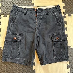 Hollister Classic Mens Navy Blue Button Fly Casual Cargo Shorts Size 32